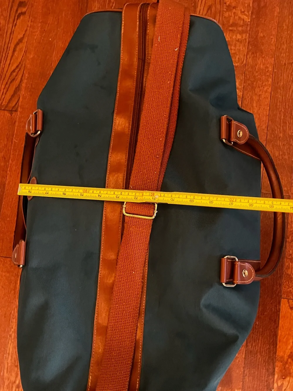 Ralph Lauren Forest Green Duffel with Brown Leather Trim